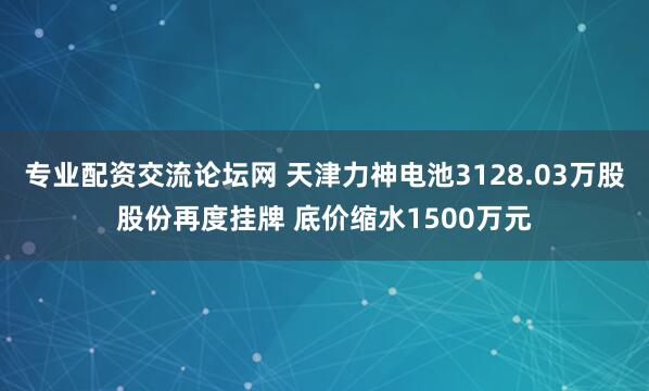 专业配资交流论坛网 天津力神电池3128.03万股股份再度挂牌 底价缩水1500万元